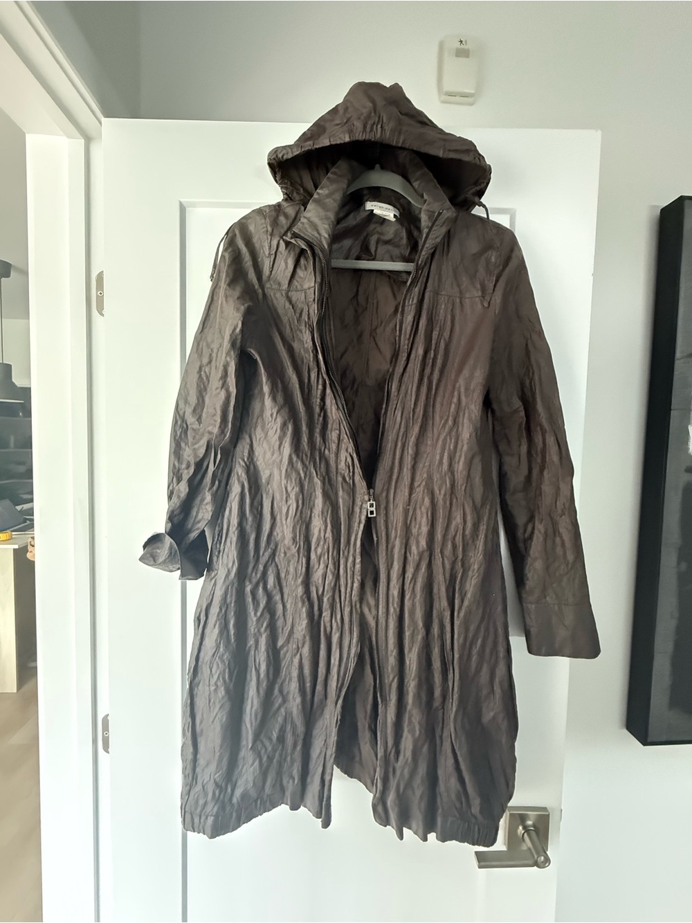 Sarah Pacini Brown Hooded Trench Coat
